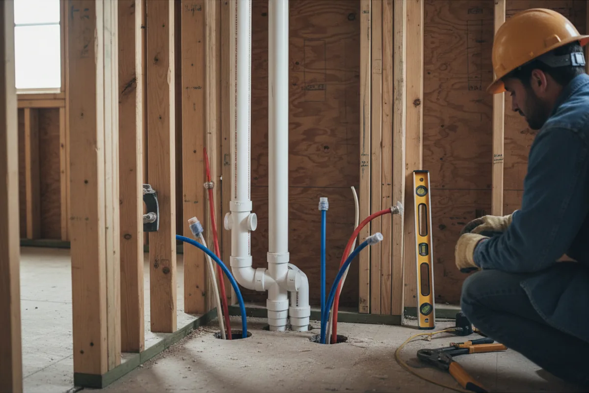 Drain and supply rough-in during Drain Cleaning in Bowersville